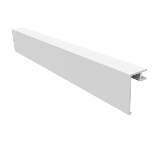 Slatwall top trim covers the entire upper panel